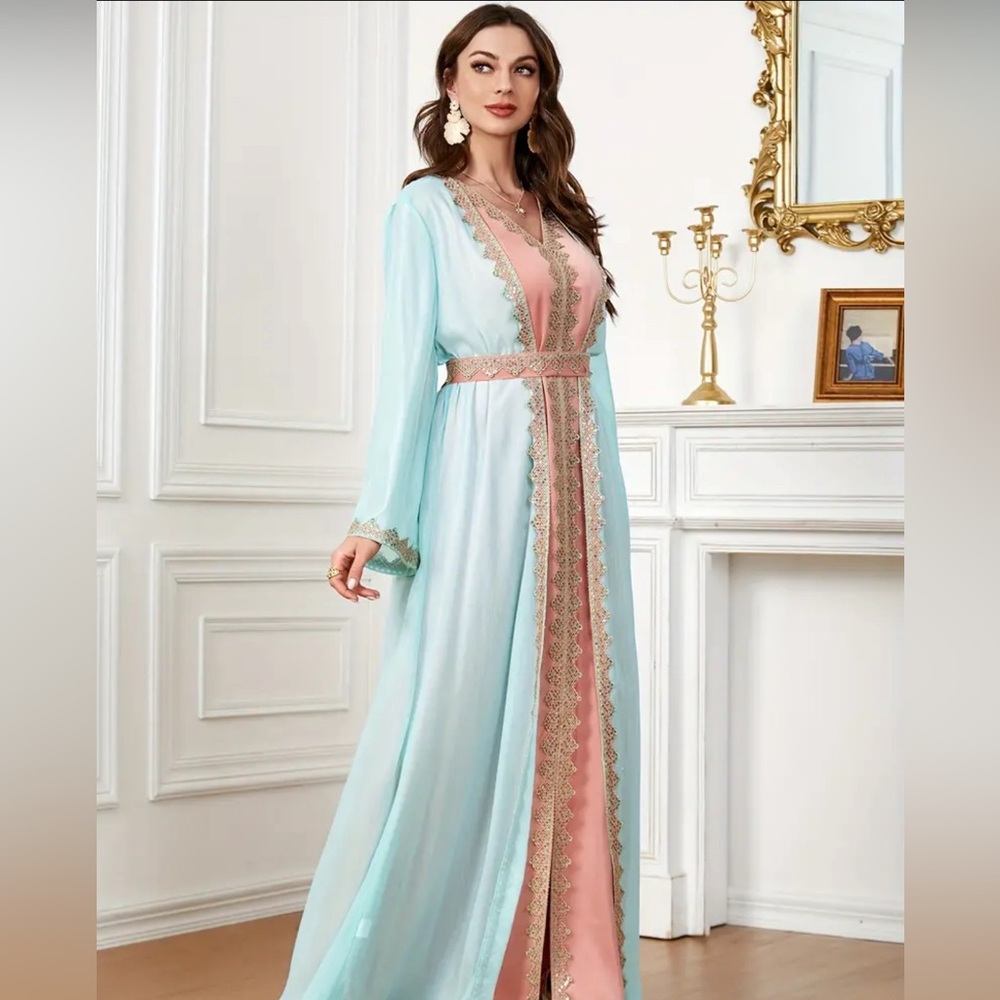 Pink and pastel modest dress. Size XL